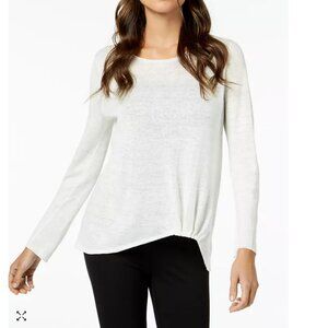 Eileen Fisher 100% Organic Linen Twist-Front Sweater Size Large